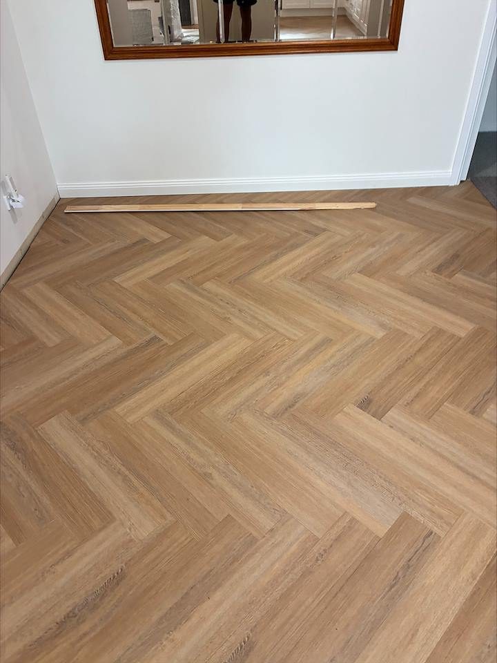 Herringbone parquet flooring laid in a Sydney home