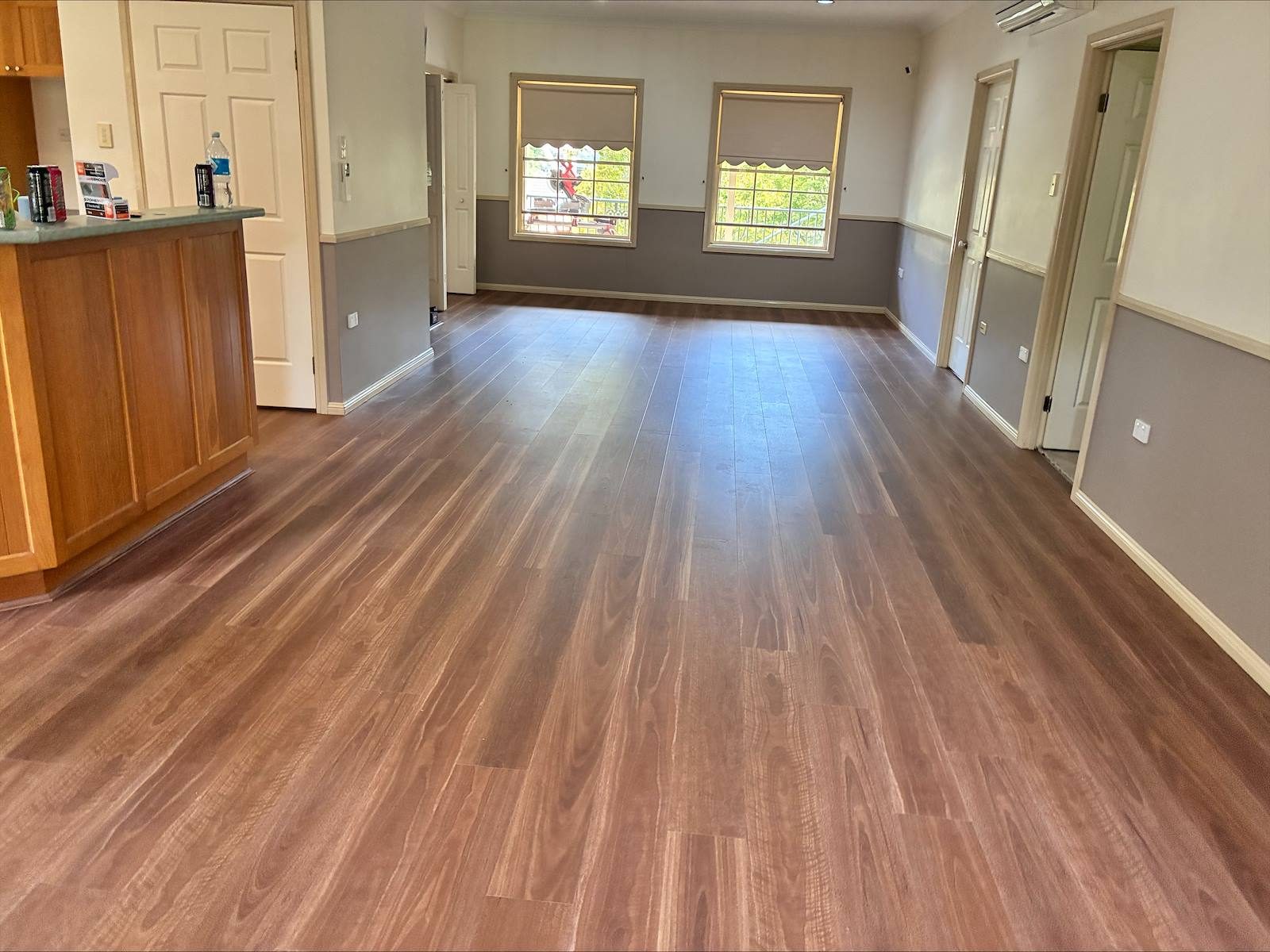 Spotted gum timber flooring in a renovated Sydney living room